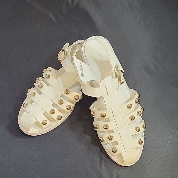 FOREVER 21 WOMEN"S SLINGBACK ANKLE STRAP ADJUSTABLE BUCKLE STUDDED SANDAL - Picture 10 of 12